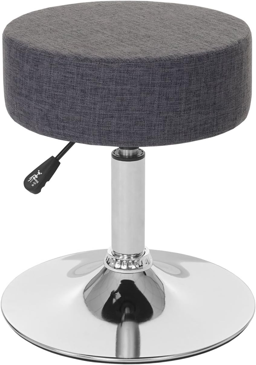 Mendler Hocker HWC-C22, Sitzhocker Schminkhocker, höhenverstellbar Ø 35cm - Textil, grau, Textil, Gr
