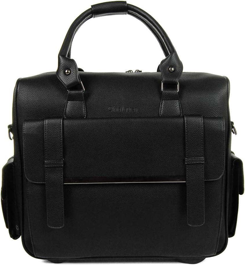 Bowatex Luxus Damen Schulter Gurt Aktentasche Laptop Trolley auf Rollen Schwarz