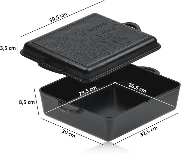 BBQ-Toro Ultimate Dutch Oven Pan mit PRO3+ Beschichtung | Gusseisen Kochtopf | 9,5 Liter Gusstopf |