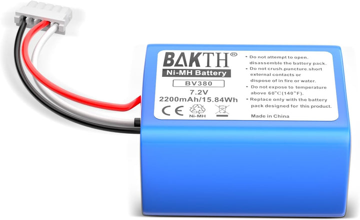 BAKTH 2200mAh 7.2V NiMH Akku echte Kapazität für Braava 380T, Braava 380, Braava 390T MINT Plus 5200