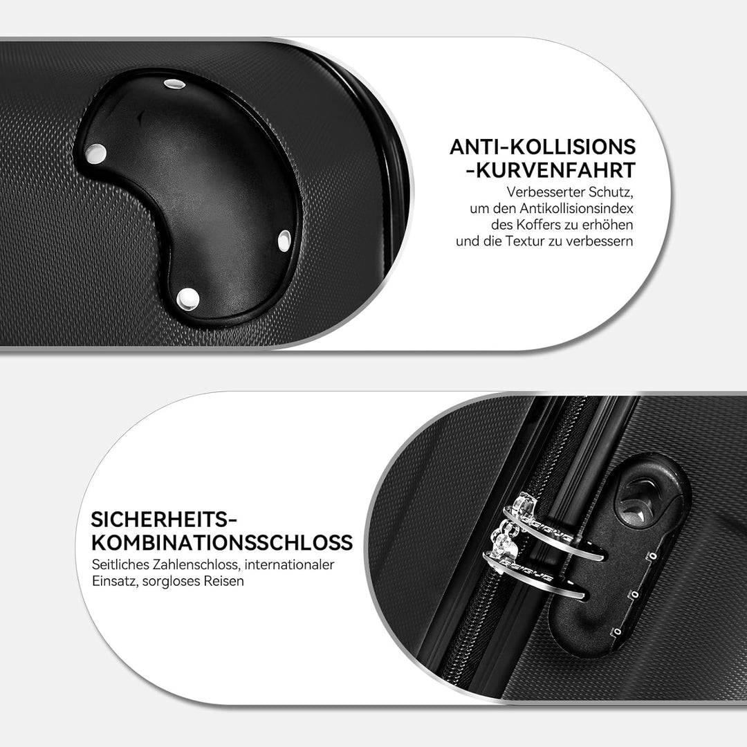 BEIBYE- Hartschalenkoffer Koffer Trolley Rollkoffer Reisekoffer Zahlenschloss 4 Zwilings-Rollen (Bla