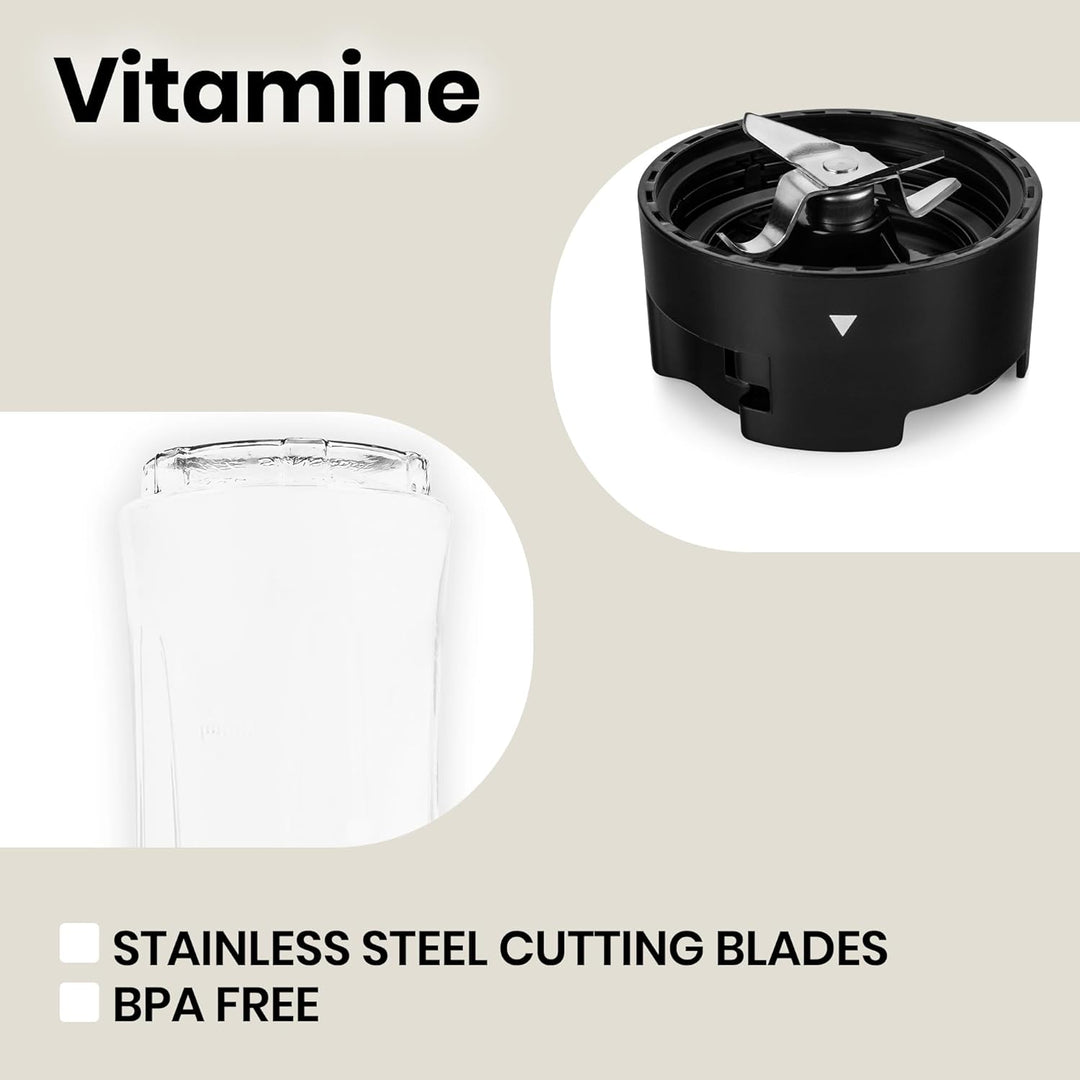 ZEEGMA Vitamine Multifunktion 4-in-1 Standmixer 1050W mit 1L Krug, Elektrischer Juicer Blender, Smoo