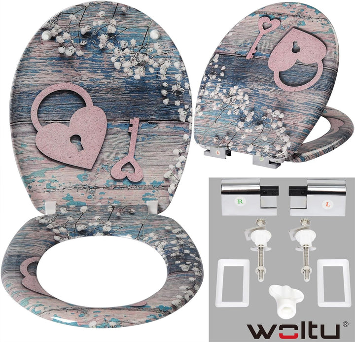 WOLTU WC Sitz mit Absenkautomatik,Toilettensitz Motiv,Toilettendeckel aus Duroplast,Stable Klodeckel