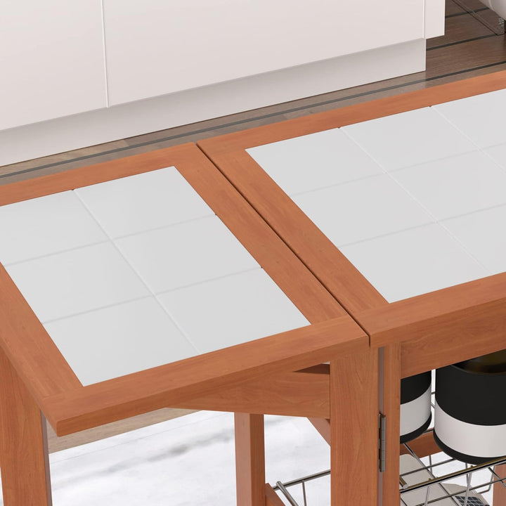 HOMCOM Küchenwagen, Servierwagen mit klappbarer Tischplatte, Rollwagen, Küchentrolley Küchenrollwage