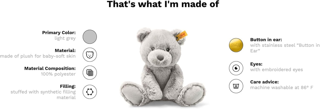 Steiff Kuscheltier Bearzy Teddybär, Süsses Stofftier, Jungen, Mädchen & Babys ab 0 Monaten, Soft Cud