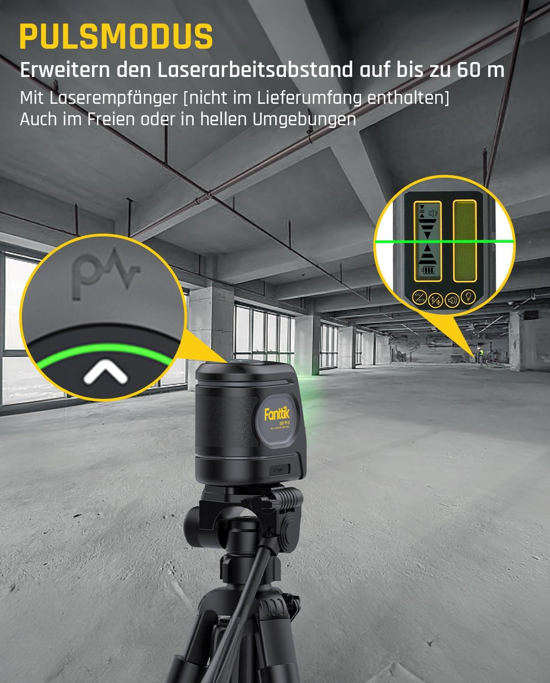 Fanttik D2 PRO Selbstnivellierend Kreuzlinienlaser mit LED-Bildschirm, 130° Vertikale Abstrahlwinkel