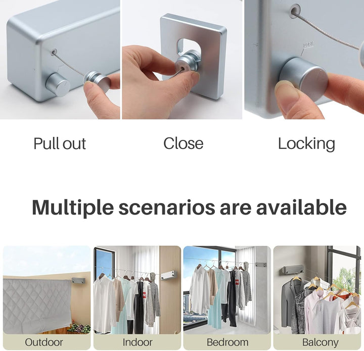 MUALROUS Doppelseil Einziehbare Wäscheleine Ausziehbare Waschleine Einstellbare wasserdichte Einzieh