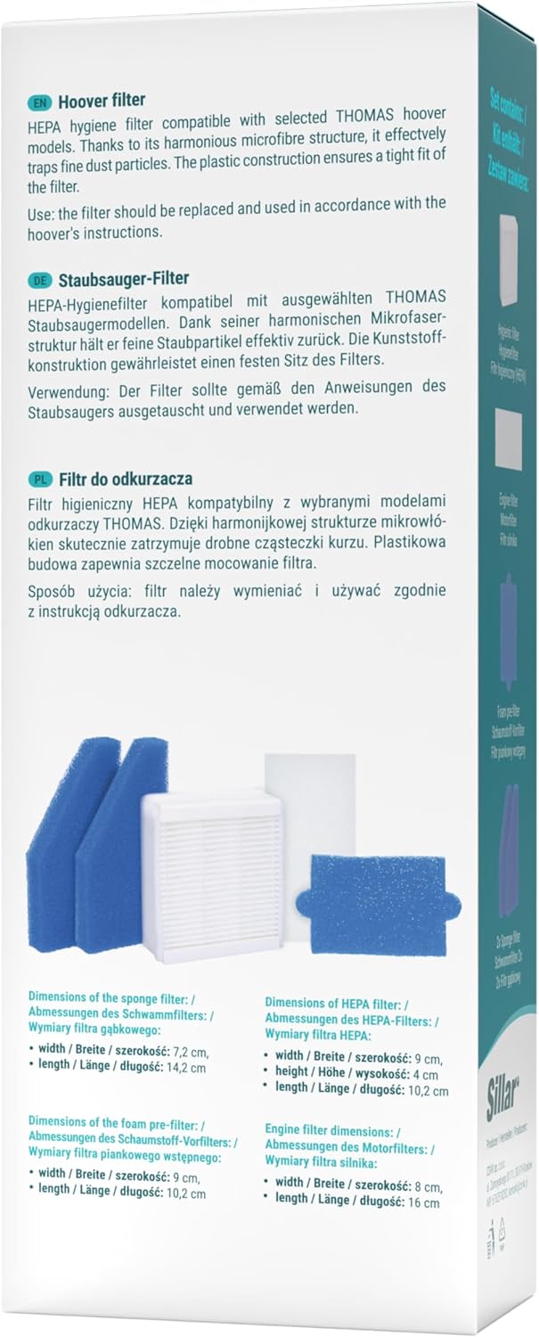 Wessper 3 x Filter Set für Staubsauger Thomas, Alternative für Thomas Filterset 99 (Teile-Nr. 787241