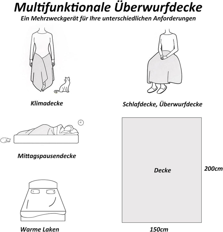 CALIYO Kuscheldecke Flauschig Decke Wohndecke Warme Cord-Fleece Wolldecke Dicke Sofadecke Couchdecke