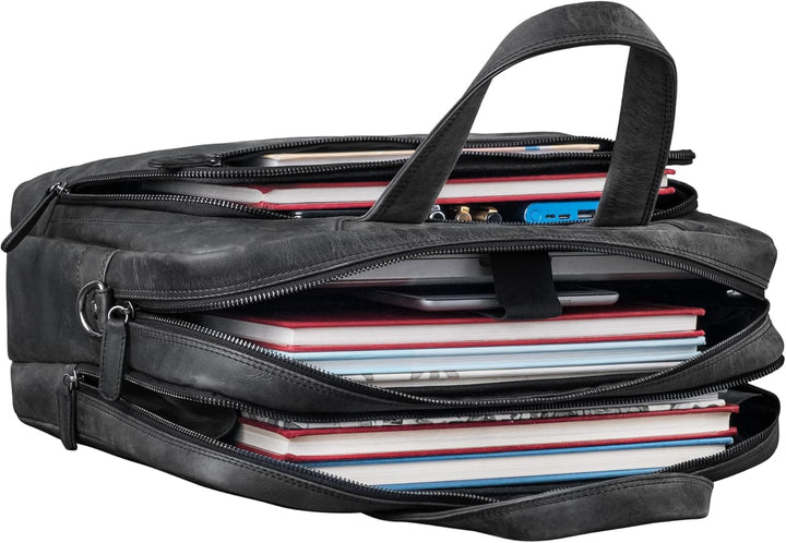 STILORD 'Lias' Echtleder Umhängetasche für Herren - Stilsicher ins nächste Meeting Carbon - Grau, Ca