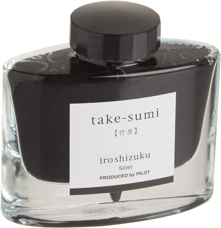 Pilot Iroshizuku 69224 Füllfederhalter-Tinte, Take-Sumi, Bambuskohle (schwarz), 50 ml Flasche, Schwa