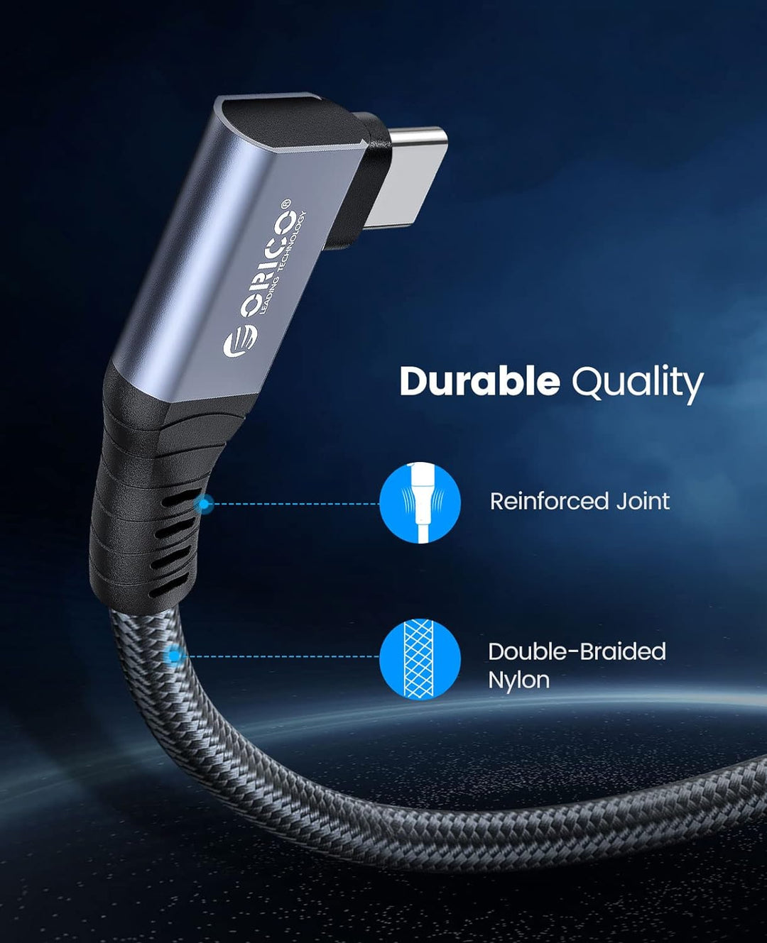 ORICO Kabel für Thunderbolt 4, Kompatibel mit Thunderbolt 3/USB4, Übertragungsrate 40Gbps, 8k@60Hz (