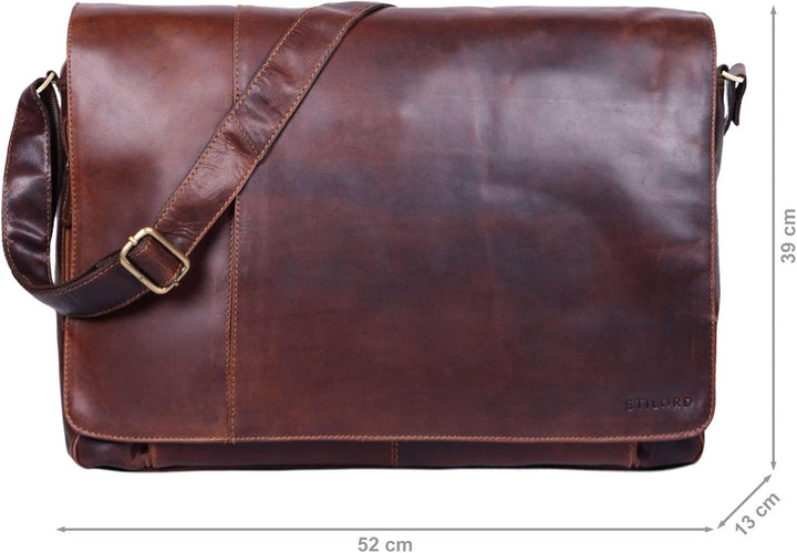 STILORD 'Maximus' XXL Ledertasche riesige Umhängetasche Unitasche 17 18 19 21 Zoll Laptop Aktentasch