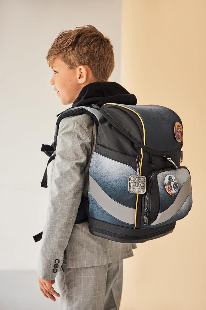 Belmil Smarty Plus Premium Schulranzen Set 405-51/P/S Black Grey, Black Grey