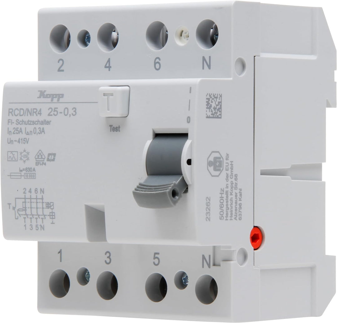 Kopp Fehlerstrom-Schutzschalter, RCD, 25 A, 300mA, 4-polig, 752543097 25A/300mA, 25A/300mA
