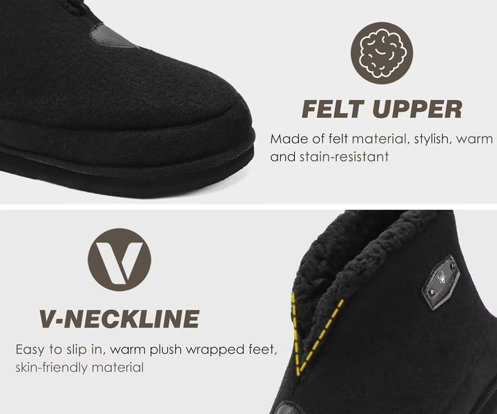 KuaiLu Hausschuhe Boots Herren Winter Filz Hausstiefel Warm Plüsch Flauschige Fell Hüttenschuhe Kusc