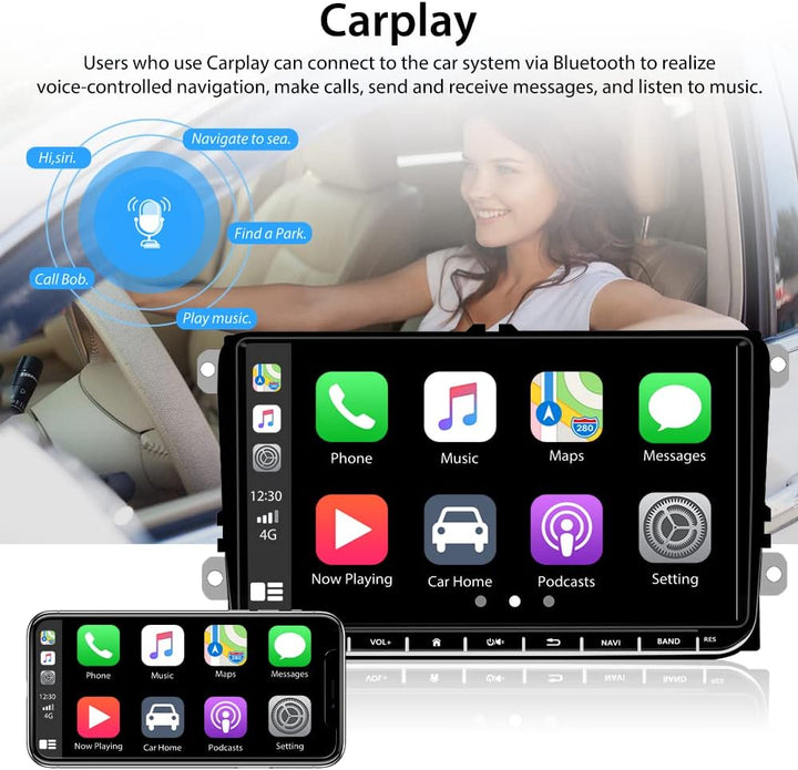 Hikity 9 Zoll Touchscreen Android Autoradio für VW Golf 5 Golf 6 Passat Polo Tiguan Caddy mit CarPla