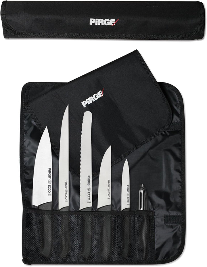 Pirge Ecco Starter Set Profi Messerset mit Tasche 7 Stück - Profi Kochmesser Set - Edelstahl Profi K
