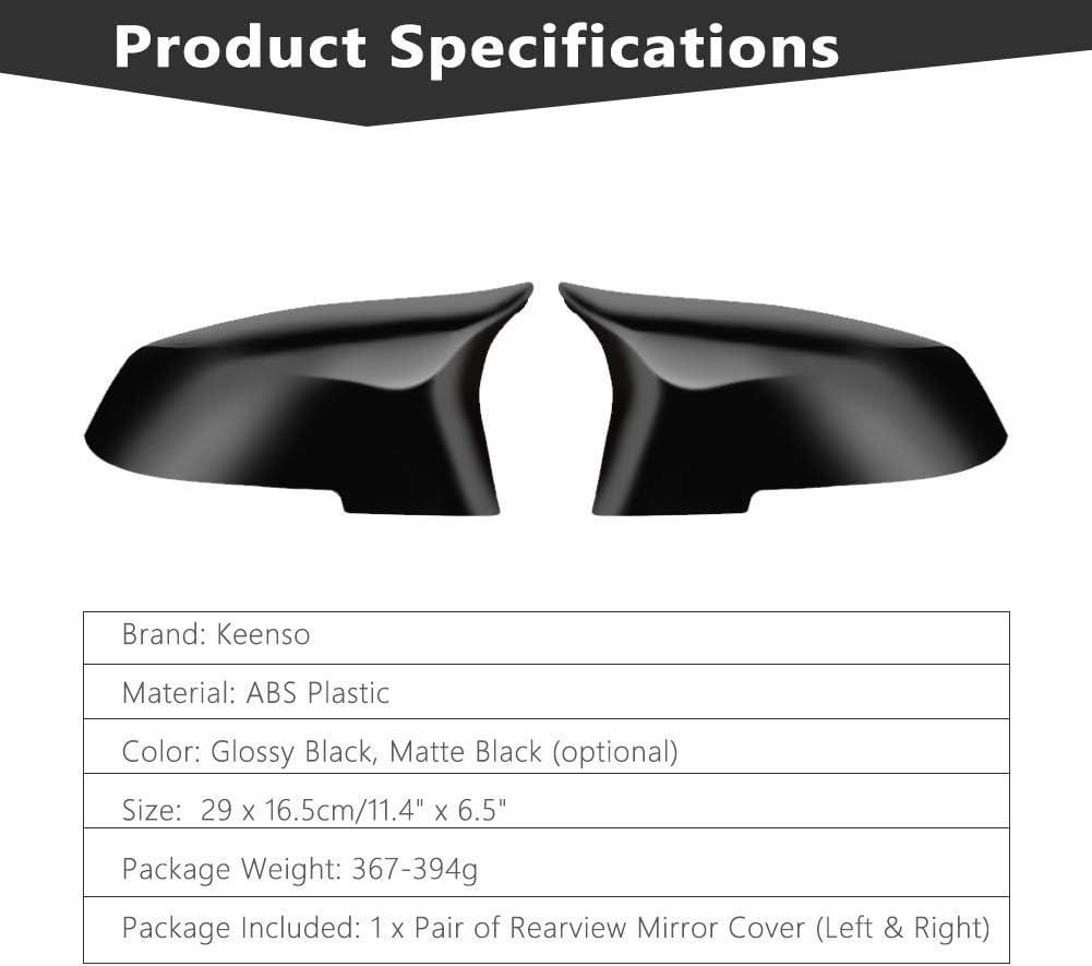 Keenso Auto Spiegelkappen, 1 Paar Auto Tür Aussenspiegelkappe Rückspiegelkappe Seitenspiegel Abdecku