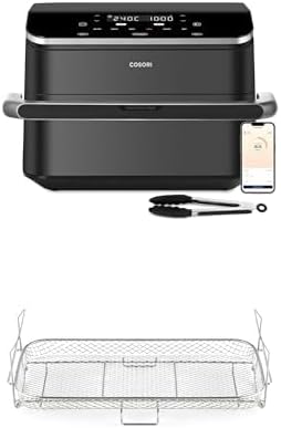 Cosori Dual Blaze TwinFry Heissluftfritteuse und spezieller Edelstahl-Grillrost mit Zubehör 10L Schw