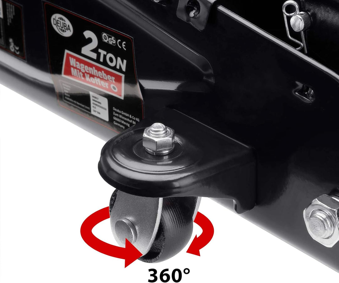 DEUBA® hydraulischer Wagenheber 2 Tonnen Hubhöhe 135-330mm inkl. Koffer inkl. Gummiauflage KFZ Auto