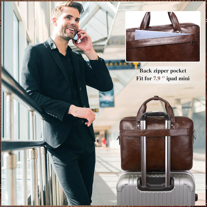BAIGIO Herren Aktentasche Leder Laptoptasche Business Handtasche Gross Umhängetasche Vintage Lederta