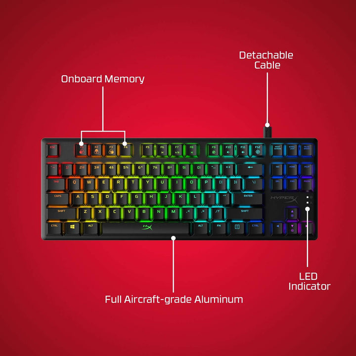 HyperX HX-KB7AQX-US Alloy Origins Core, RGB Mechanische Gaming Tastatur, Tenkeyless & Pudding Keycap