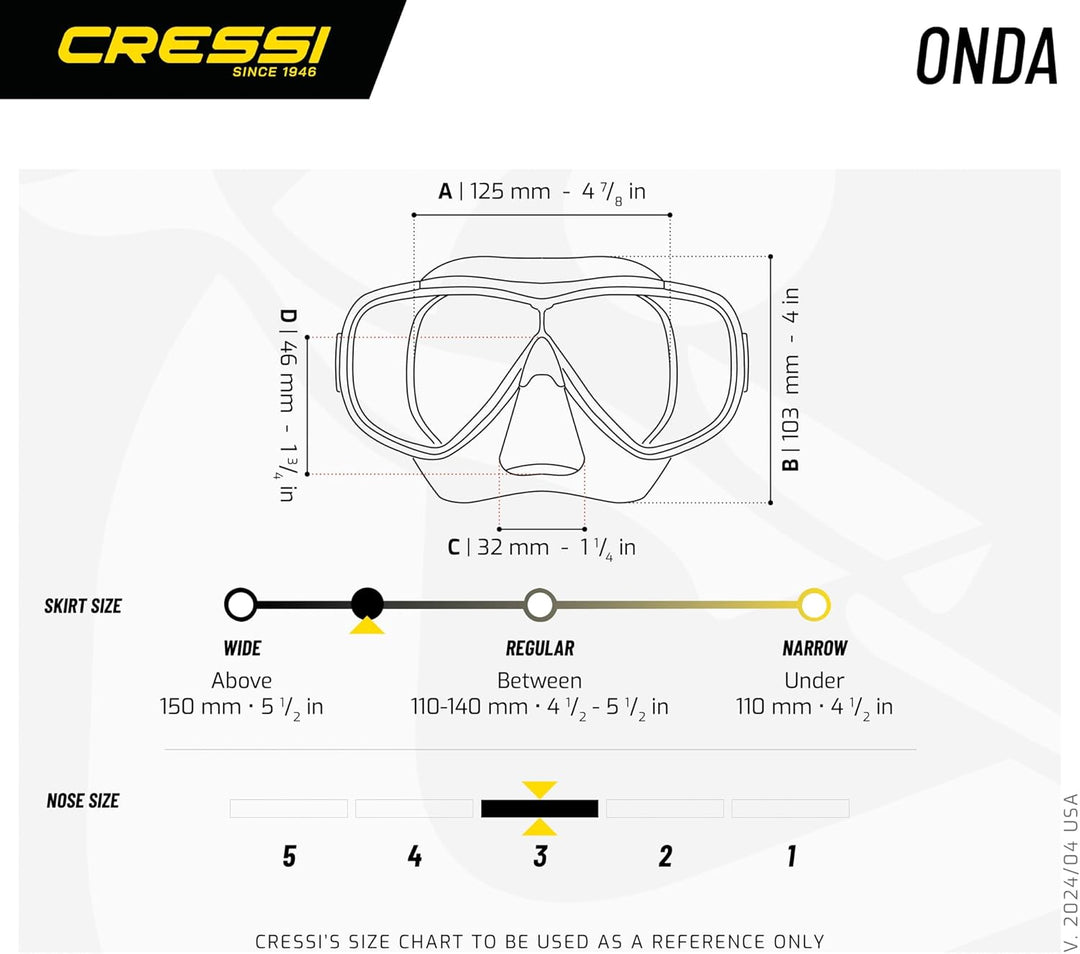 CRESSI Onda - Einzelmaske Onda oder Kombiset Maske Onda + Schnorchel Mexico zum Tauchen und Schnorch