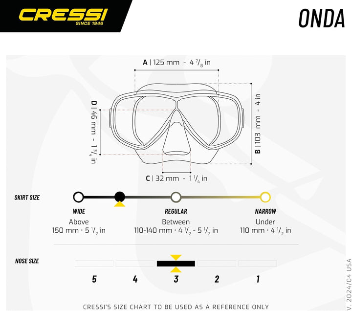 CRESSI Onda - Einzelmaske Onda oder Kombiset Maske Onda + Schnorchel Mexico zum Tauchen und Schnorch