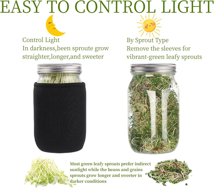 Deefongo 1000 ml Sprossen-Set, 4er Sprouting jar Glas,Keimglas-Set, WeithalsglÀser mit abgeschirmten