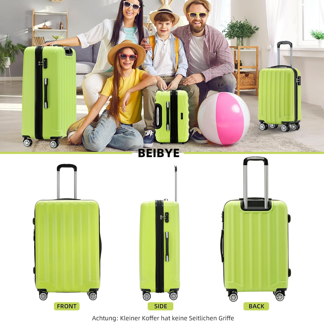 BEIBYE TSA-Schloss 2080 Zwillingsrollen 3 TLG. Reisekofferset Koffer Kofferset Trolley Trolleys Hart
