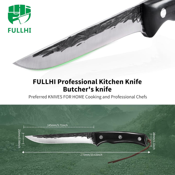 FULLHI Ausbeinmesser, Multi-Farben Griff Full Tang Küchenmesser, High Carbon Steel Carving Fishing D
