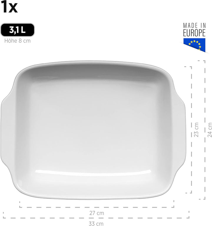 Mäser Auflaufform-Set, Keramik KITCHEN TIME Grün, 33 x 24 x 8 cm / 25,5 x 16 x 7 cm Auflaufform ecki