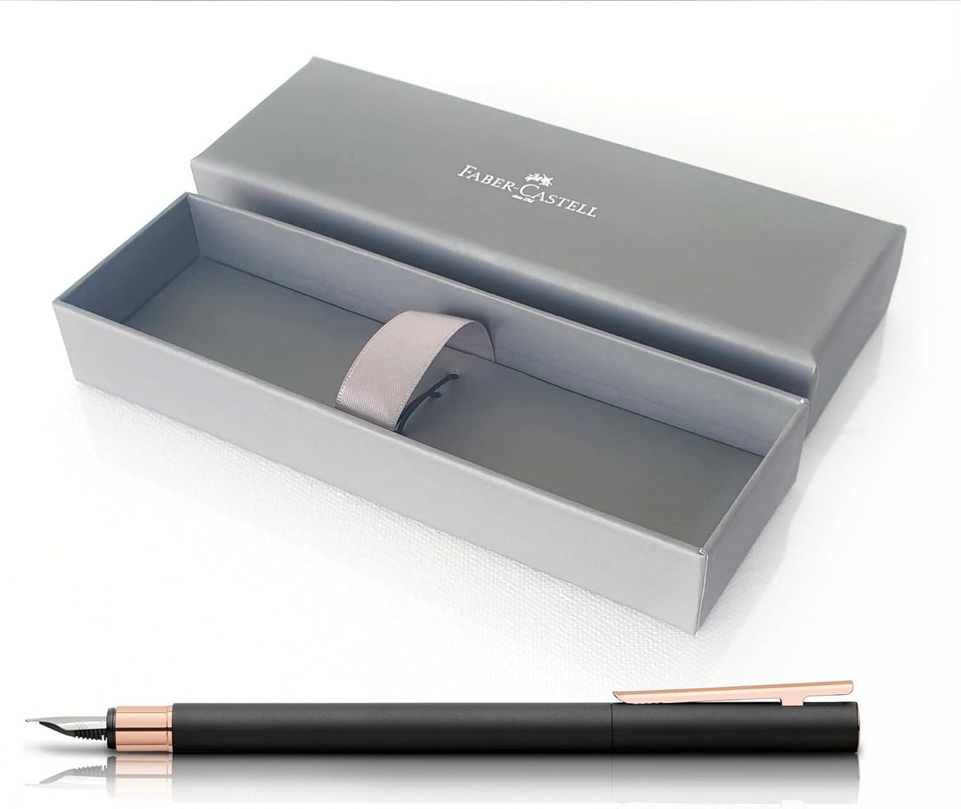 Faber-Castell 343103 - Füller Neo Slim Metall, Federbreite B, schwarz mit rosegold Federbreite B sch