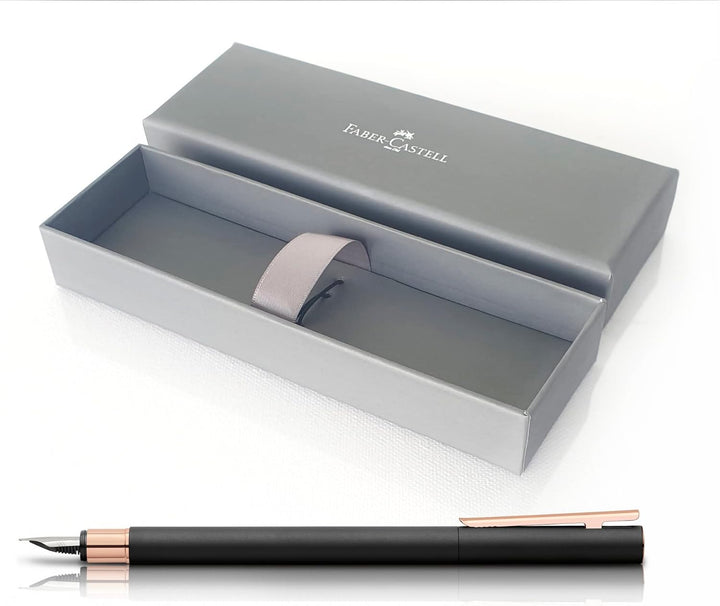 Faber-Castell 343103 - Füller Neo Slim Metall, Federbreite B, schwarz mit rosegold Federbreite B sch