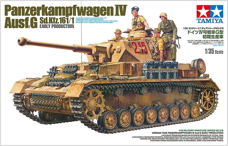 Tamiya 35378-000 Militär 35378 1:35 Dt. Pz.Kpfw. IV AUSF.G Frühe.Prod. -Originalgetreue Nachbildung,