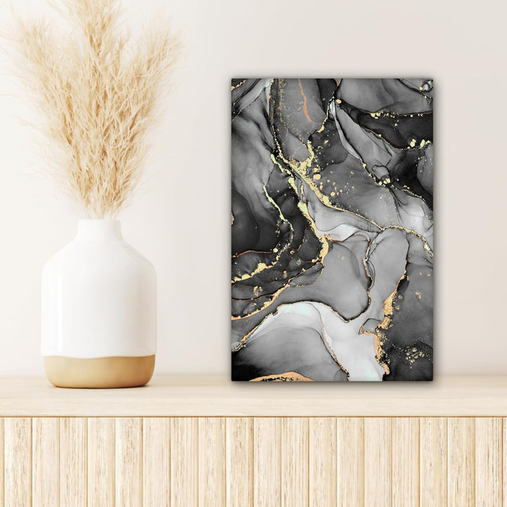 MuchoWow© Wandbilder Klein 20x30 cm Mini Schlafzimmer Home Goldene Deko Wohnung Bild Wohnzimmer Foto