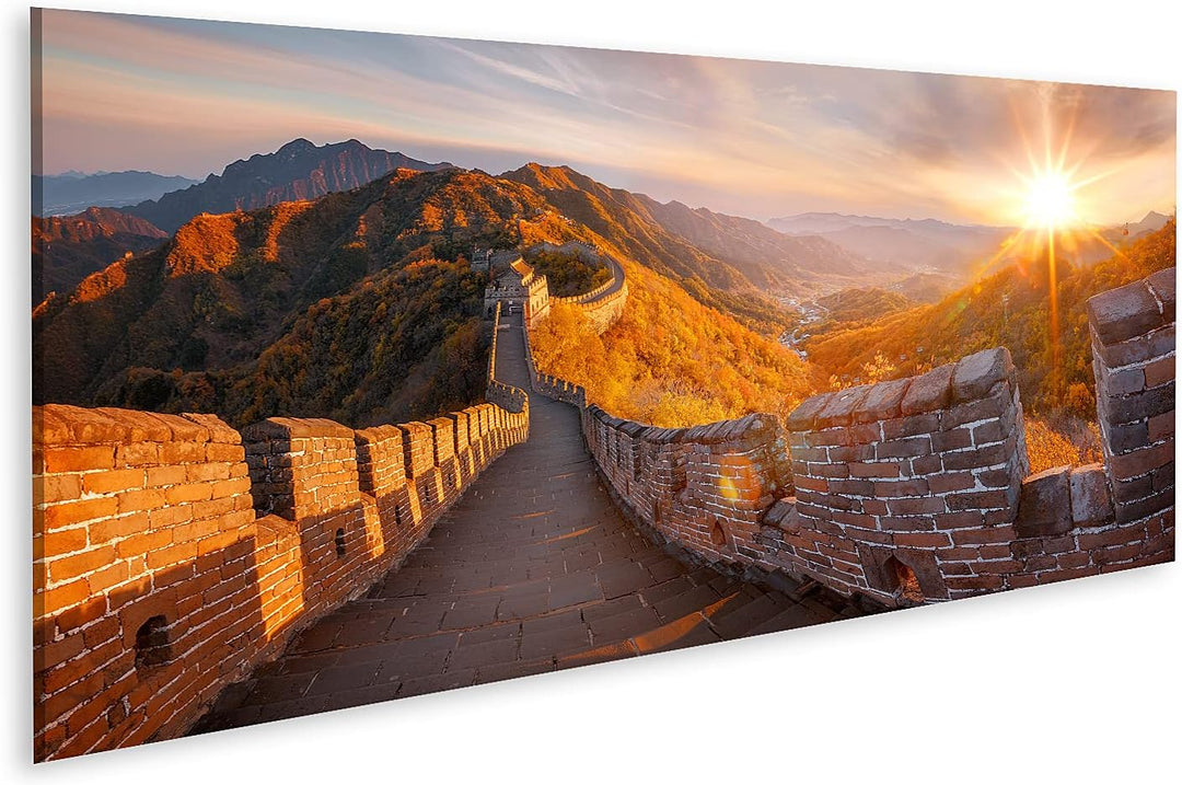 islandburner Bild auf Leinwand Chinesische Mauer China Herbst Bilder Wandbilder Poster Leinwand 120x