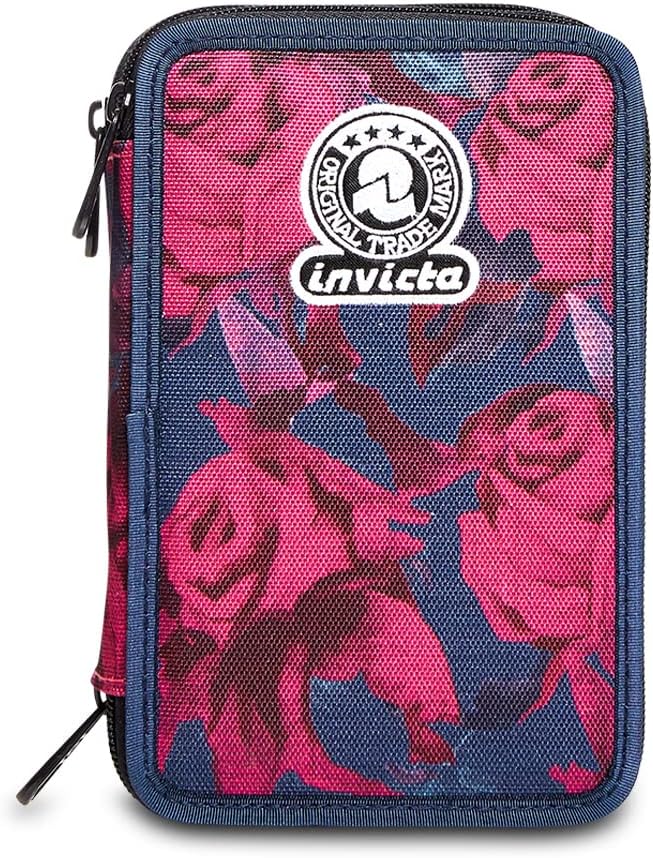 Invicta Federmäppchen, Mäppchen, mehrfarbig, Federtasche für Schreibwaren, Etui mit Stiften, Kugelsc