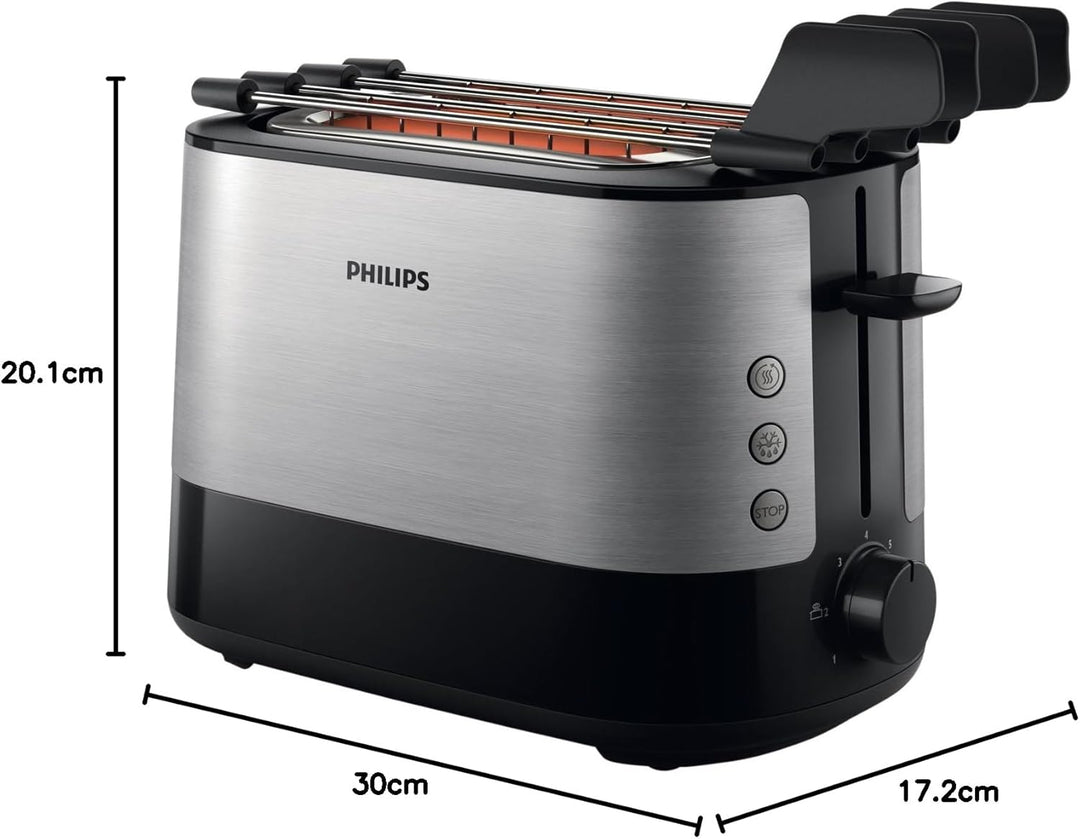 Philips HD2639/90 – Toaster (730 W, extra grosser Schlitz, Zubehör für Sandwichs), Schwarz und Silbe