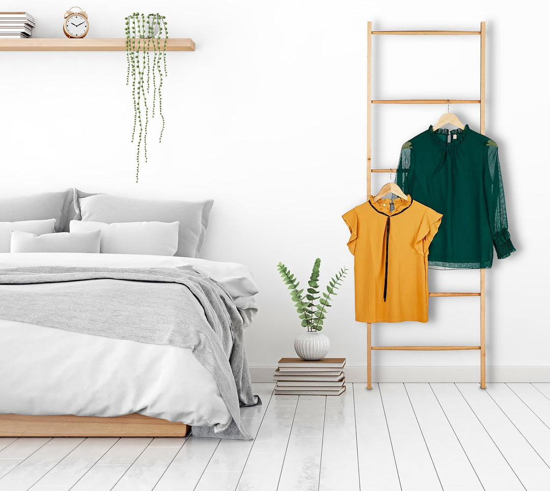 Relaxdays Handtuchleiter Holz, 6 Sprossen, Wäscheleiter Handtücher & Kleidung, HxB 170 x 55 cm, Bade