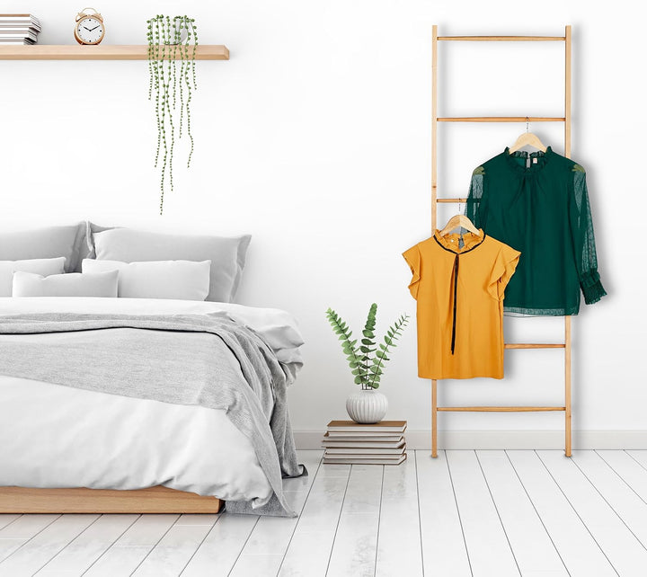 Relaxdays Handtuchleiter Holz, 6 Sprossen, Wäscheleiter Handtücher & Kleidung, HxB 170 x 55 cm, Bade