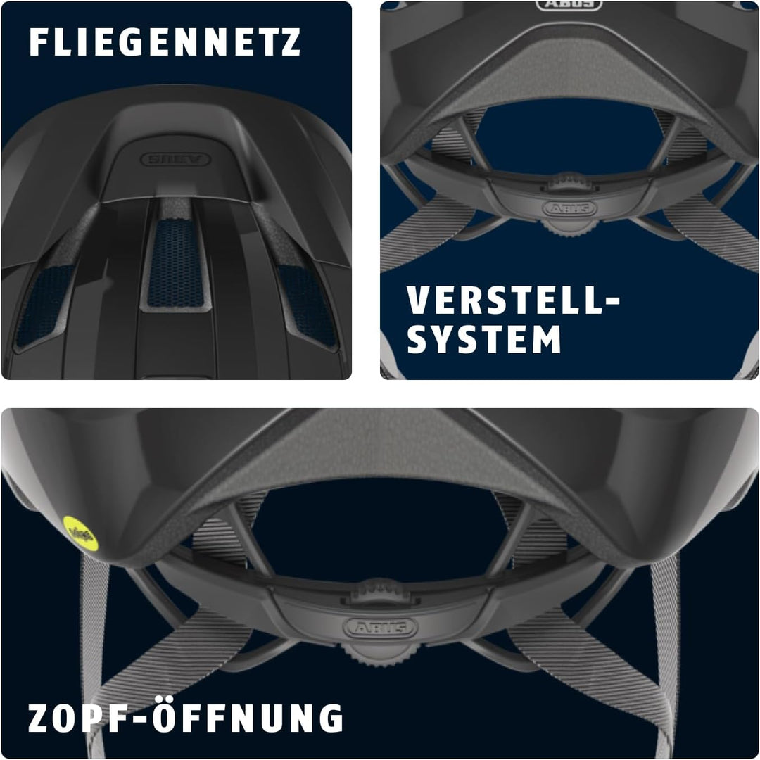 ABUS Rennradhelm Macator MIPS - Fahrradhelm für Einsteiger mit Schirm - geeignet für Zopfträger/-inn
