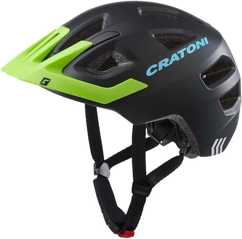 Cratoni Kinderhelm Maxster Pro Fahrradhelm Kinderhelm Jugendhelm mit Rücklicht Schwarz/Lime Matt M,