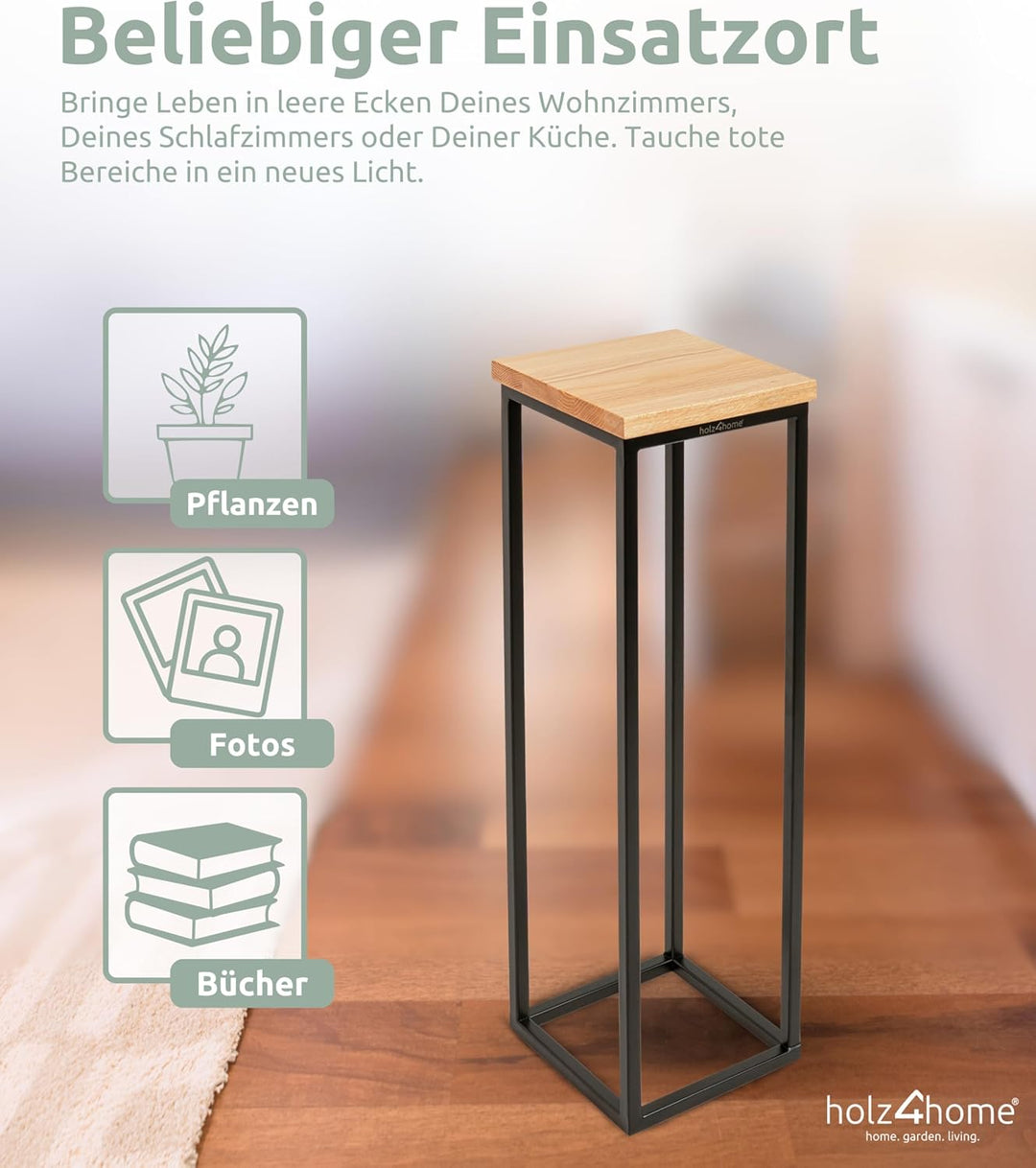 holz4home® Dekoständer aus massiv Eichenholz I Blumenständer Natur Geölt I Höhe: 70 cm I Dekosäule m