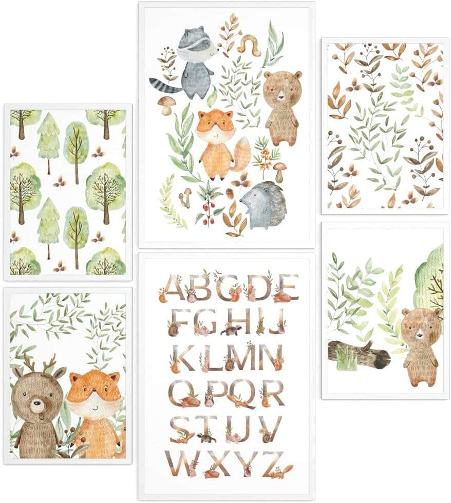 Papierschmiede® Bilder Kinderzimmer Kids Mood Poster Set Pfadfinder Tiere, Gerahmte Bilder fürs Kind
