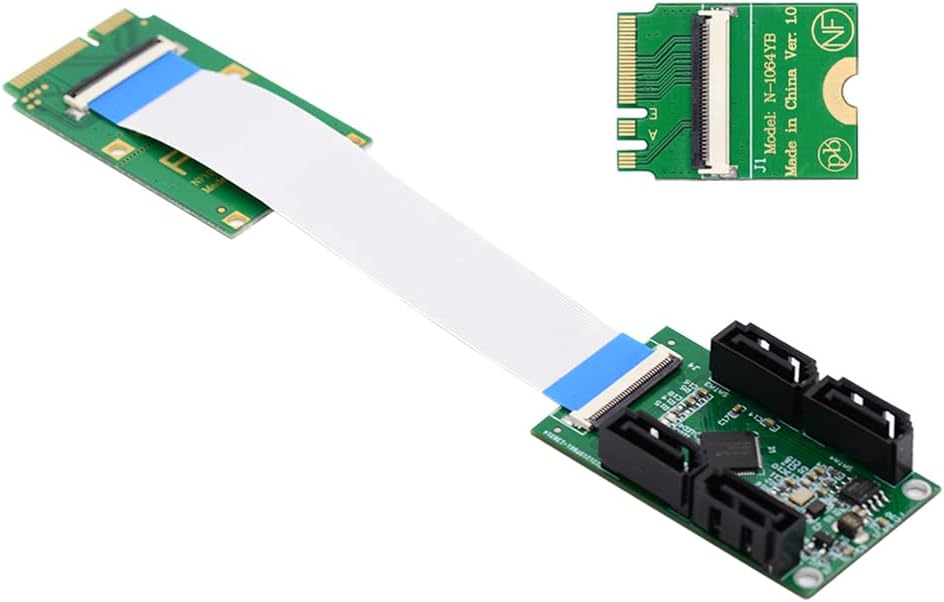 cablecc Mini PCI-E&A+E-Key auf Vier SATA3.0 6 Gbit/s Festplattenverlängerungskartenkabel 10 cm für S