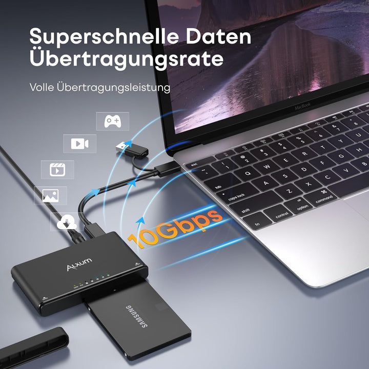 Alxum M.2 NVME Gehäuse und SATA USB Adapter mit Offline Klon,USB 3.2 Typ C 10Gbps M.2 to SATA Festpl