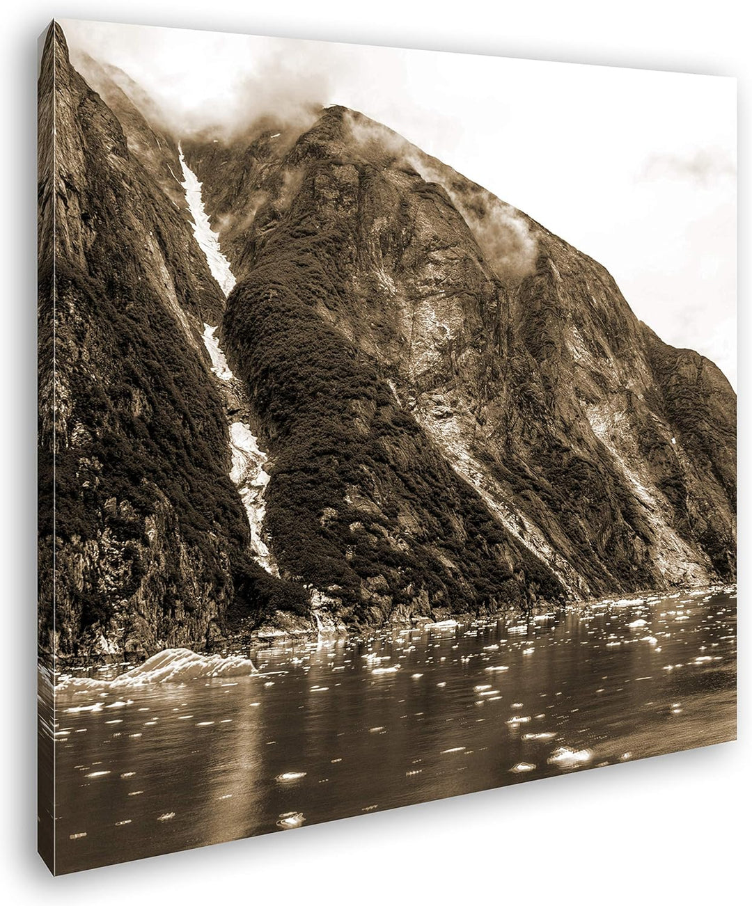 deyoli Tracy Arm Fjord in Alaska im Format: 70x70 Effekt: Sepia als Leinwandbild, Motiv auf Echtholz