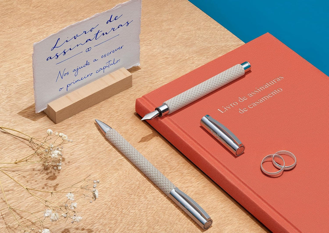 Faber-Castell 149620 - Füller Ambition OpArt White Sand, Federbreite M, inkl. Geschenkverpackung Whi